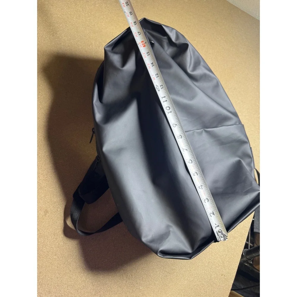 Cote&Ciel Isar M Backpack Black Coated Canvas Laptop Bag Architectural Design